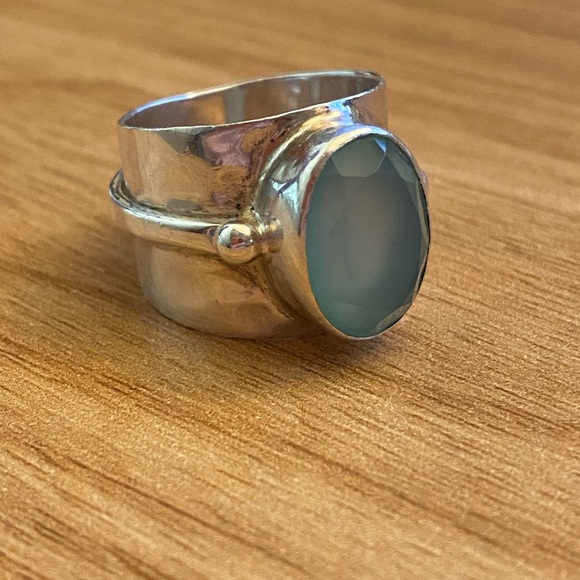 Vintage Jewelry - Vintage hallmarked Chalcedony 925 sterling silver ring